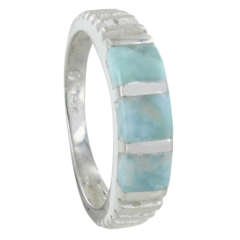 Bague Argent Trois Carrés de Larimar