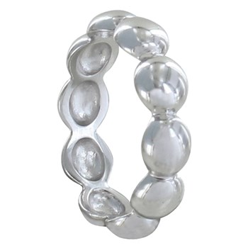 Bague Argent 925 Rhodié Perles Plates