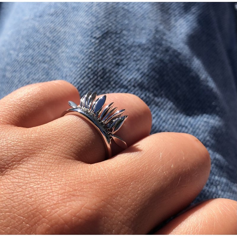 Bague Argent Rhodié Petites Feuilles - vue 4