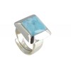 Bague Argent 925 Carré et Larimar Dominicain - vue V2