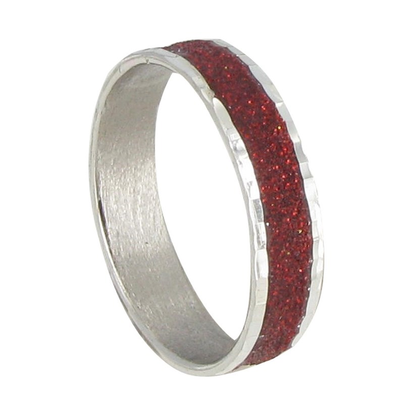 Bague Argent Paillettes Rouge