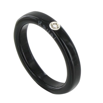 Bague Diamant Blanc Résine Noire et Argent 925