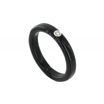 Bague Diamant Blanc Résine Noire et Argent 925