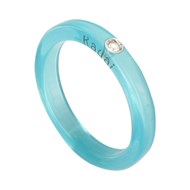 Bague Diamant Blanc Résine Turquoise et Argent