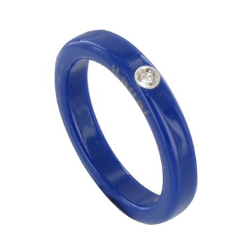 Bague Diamant Blanc Résine Bleu Foncé et Argent 925