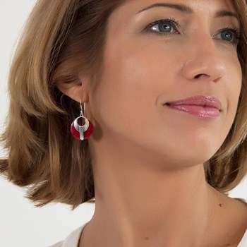 Boucles d'oreille corail naturel Argent massif 925 Forme Ronde