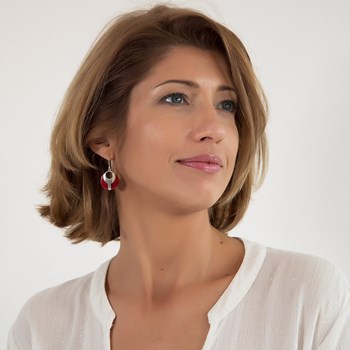 Boucles d'oreille corail naturel Argent massif 925 Forme Ronde