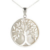 Cadeau bijoux symbole Arbre de vie Pendentif Nacre blanche Argent  rhodié rond femme - vue V1