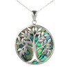 Cadeau bijoux symbole Arbre de vie Pendentif Nacre abalone Argent  rhodié rond femme - vue V1