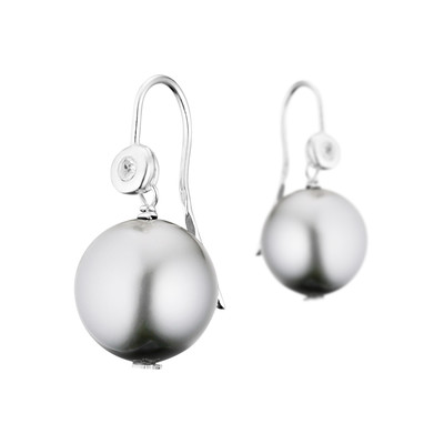 Boucles Doreilles Dormeuses Perle Gris Clair En Argent 925 58g ø10mm