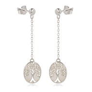 Boucles d'oreille-symbole Arbre de vie-nacre blanche- Argent massif rhodié-ovale-Femme