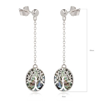 Boucles d'Oreille Arbre de Vie en Nacre Abalone et Argent 925 | Aden