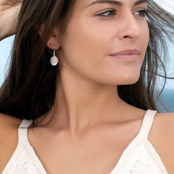 Levensboom oorbellen in wit parelmoer, gerhodineerd sterlingzilver, ovale vorm - online kopen