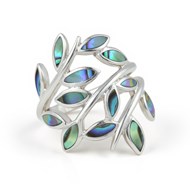 Bague artisanale nacre abalone pétales floraux argent 925 | Collection Zelira ADEN