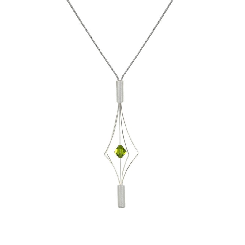 Collier Argent 925 Lanterne et Cristal - Petit Modèle - Vert