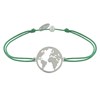 Bracelet Lien Médaille Argent 925 Ronde Mappemonde - Vert - vue V1