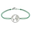 Bracelet Lien Médaille Argent Ronde Mappemonde - Vert - vue V1