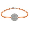 Bracelet Lien Médaille Plaqué Argent Ronde 'Ma Petite Poulette' - Orange - vue V1