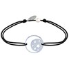 Bracelet Lien Médaille Argent 925 Lune et Etoiles - Noir - vue V1