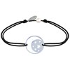 Bracelet Lien Médaille Argent Lune et Etoiles - Noir - vue V1