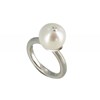 Bague Argent 925 Rhodié Perle de Culture Blanche et son Strass - vue V2