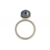 Bague Argent 925 Rhodié Perle de Culture Grise Foncée et son Strass - vue V3