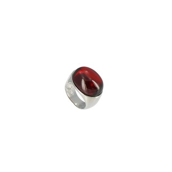 Bague Miroir Rouge Argent 925 et Zirconium