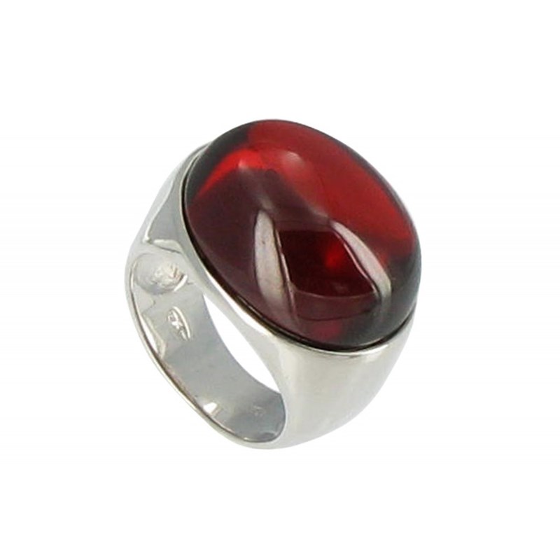 Bague Miroir Rouge Argent 925 et Zirconium - vue 3