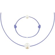 Set Collier et Bracelet Lien La Perle Blanche des Poulettes - Colors - Violet