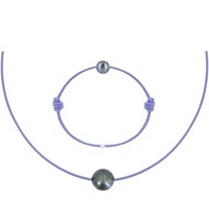 Set Collier et Bracelet Lien La Perle Noire des Poulettes - Colors - Violet