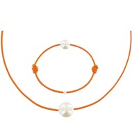 Set Collier et Bracelet Lien La Perle Blanche des Poulettes - Colors - Orange