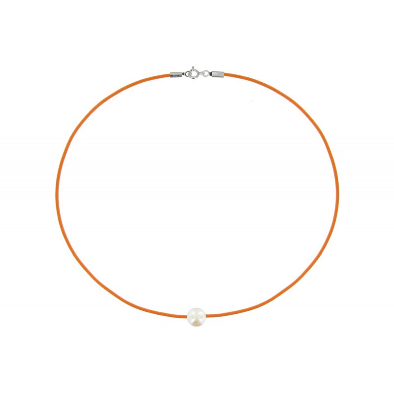 Set Collier et Bracelet Lien La Perle Blanche des Poulettes - Colors - Orange - vue 3