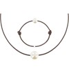 Set Collier et Bracelet Lien La Perle Blanche des Poulettes - Classics - Marron clair - vue V1