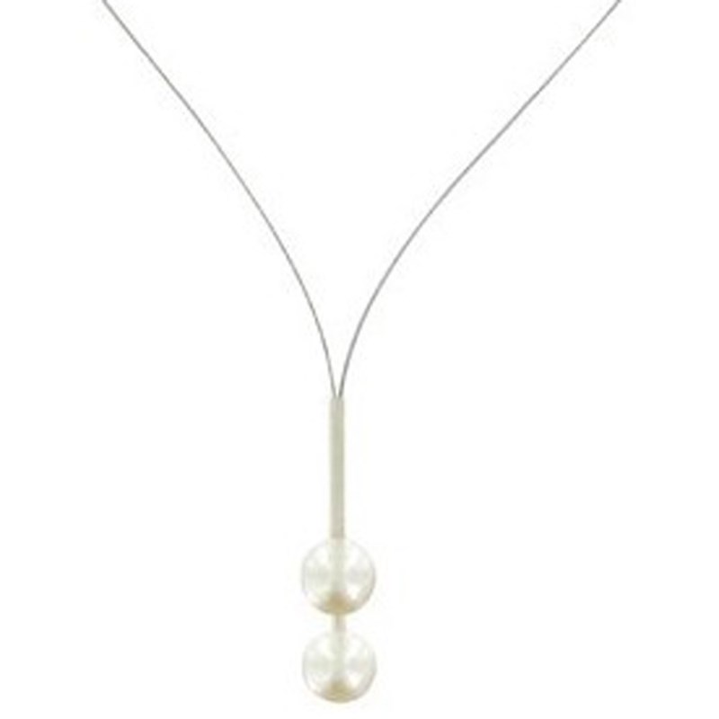 Collier Câble Acier Deux Perles de Culture 9 mm - Classics