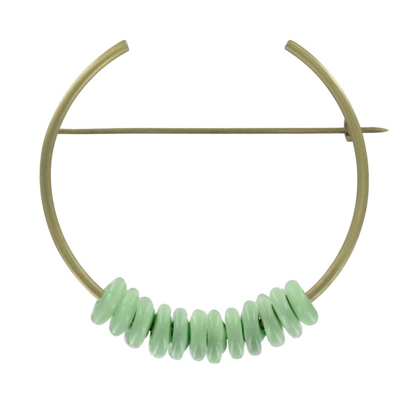 Broche Laiton Ronde et Petits Disques de Verre