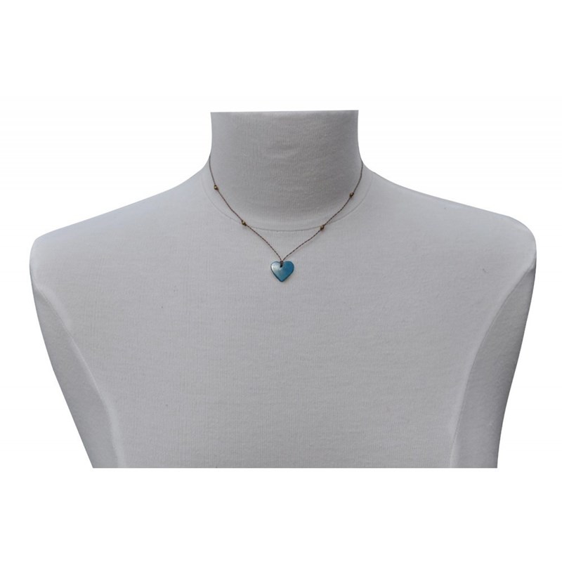 Collier Petit Coeur en Tagua - Classics - Turquoise - vue 3