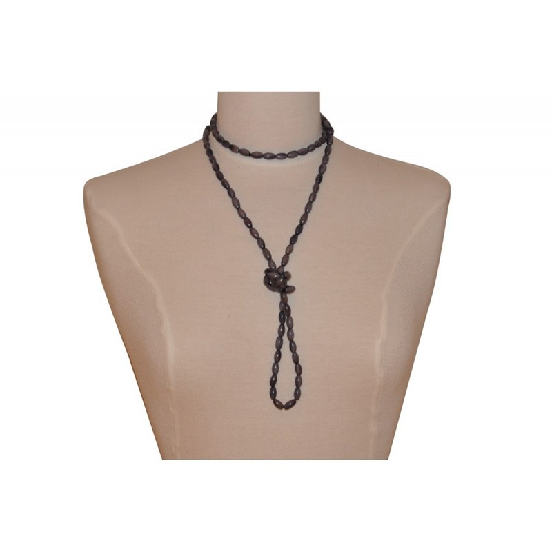 Collier ou Bracelet Elastique Graines de Tagua - Classics - Bleu Ardoise - vue 2