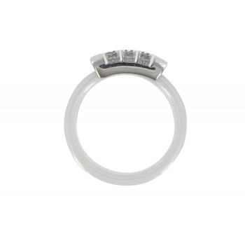 Bague Céramique Blanche Barrette Argent 925 et Strass