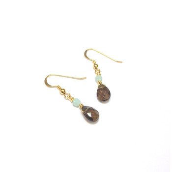 Boucles d'oreille Quartz Fumé et  Amazonite