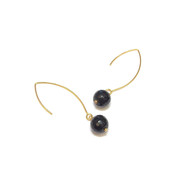 Boucles d'oreille Dorées Onyx Noir