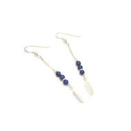 Boucles d'oreille Plumes - Argent 925 et Lapis-Lazuli