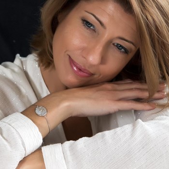 Bracelet ADEN Nacre blanche Argent massif rhodié arbre de vie forme ovale argent massif