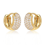 Boucles d'oreille Créole large plaqué or avec cubic zirconia 15mm