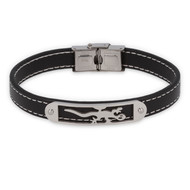 Bracelet Acier 316L cuir véritable 66M