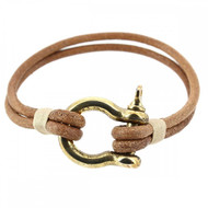 Bracelet Ecoutille, simili cuir nautique fermoir manille lyre