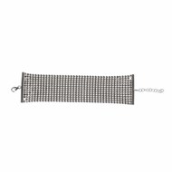 Bracelet manchette argent cotte de maille noir