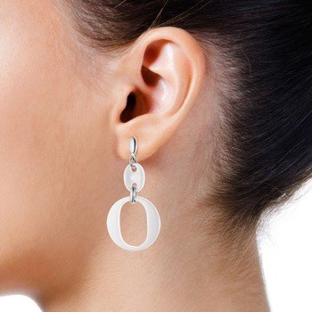 STELLA - Boucles d'Oreilles Pendantes - Motif Grain de café - Céramique blanche