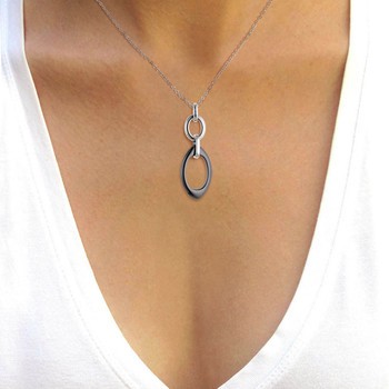 STELLA - Collier - Motif Pure Ceramic Noir & Chaine forçat acier