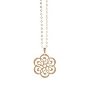 Collier argent motif fleur d'autrefois martelé doré