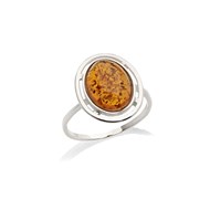 Bague argent 925 Ambre veritable de la mer Baltique